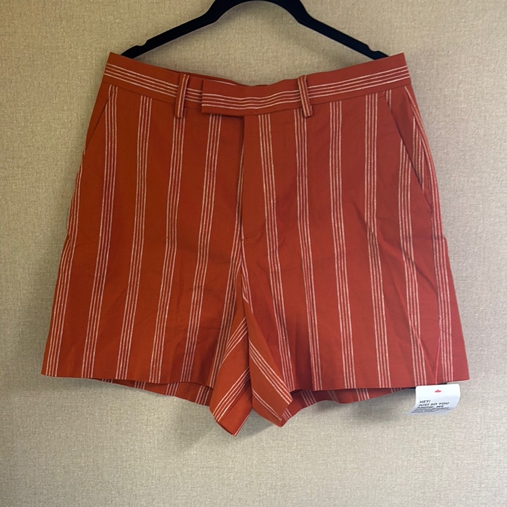 ASOS Orange and White Flat Front Shorts with Stripes